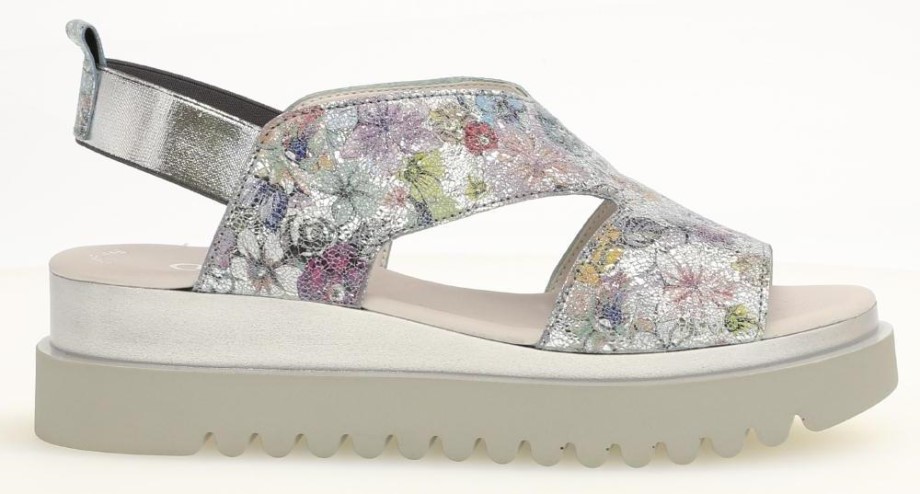 Gabor 23612.30 - Prata Metalizada Flores Couro