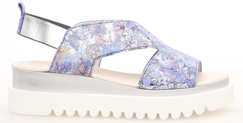 Gabor 23612.36 - Azul Metálico Flores Couro