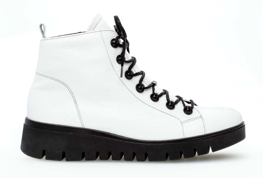Gabor 32.855-50 - Botinha Rendado Couro Liso Branco