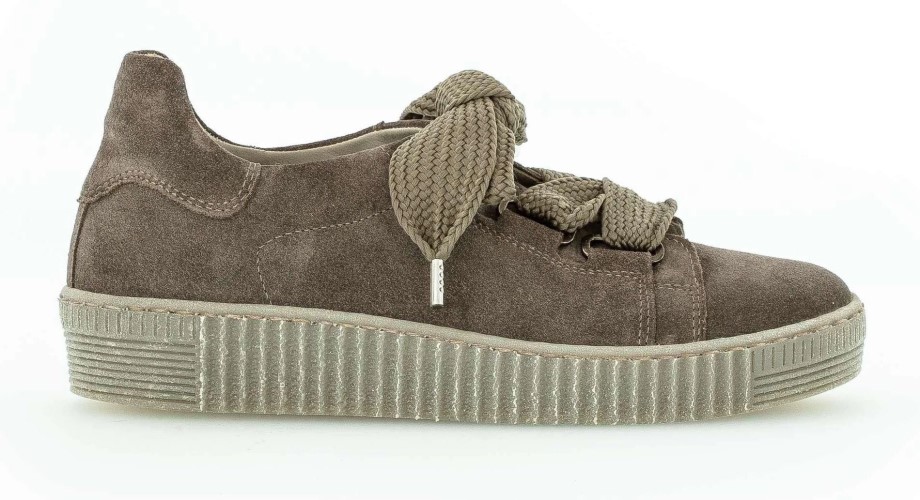 Gabor 33.330-12 - Tênis Camurça Cano Baixo Rendado Cinza