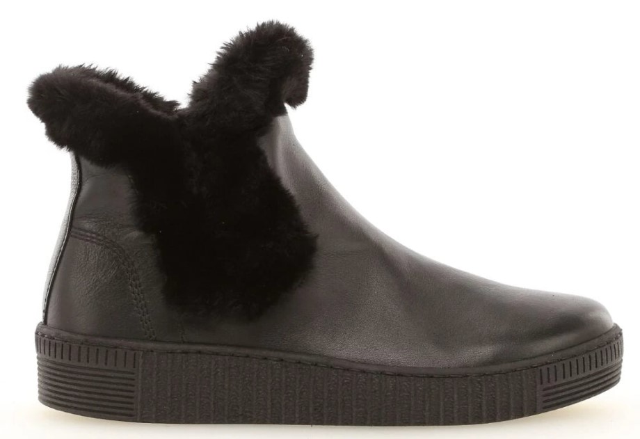 Gabor 33.737-27 - Botinha Plateau Couro Liso Preto