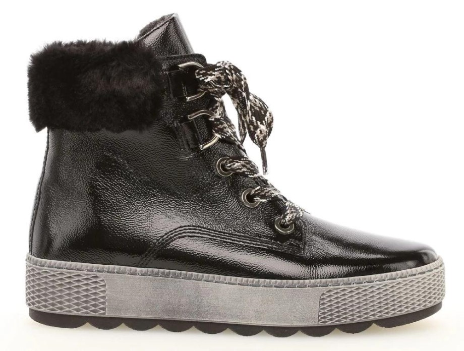 Gabor 36.565-97 - Top Rendado Couro Envernizado Preto