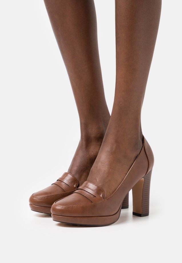Cognac Gabor Platform Heels