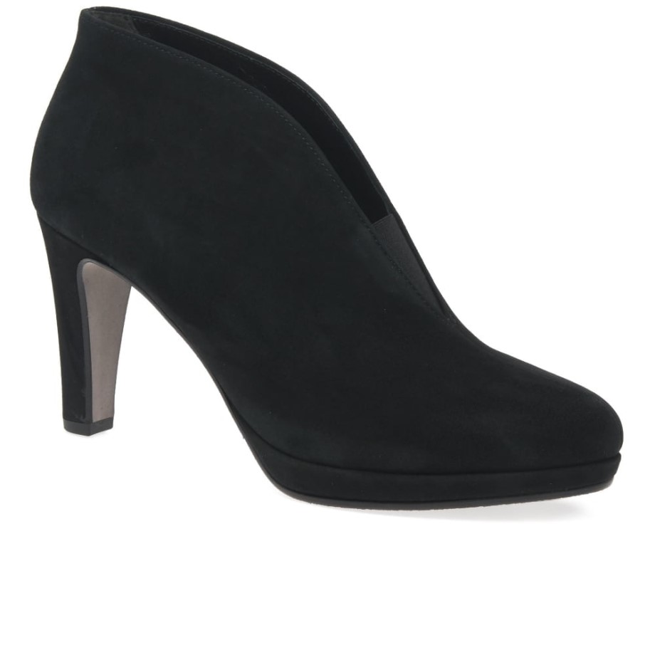 Amien Womens Modern Slip On Ankle Boots Black Suede Gabor