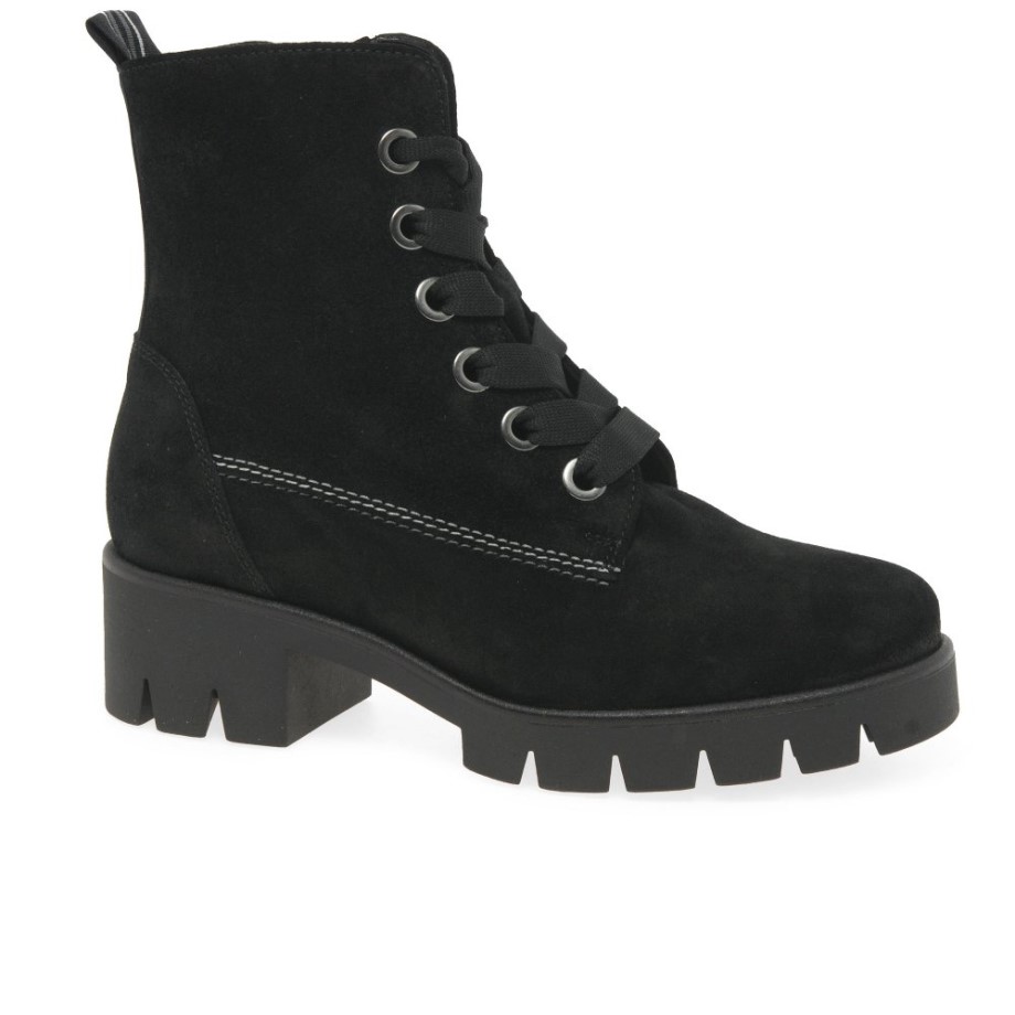Black Suede Gabor Baccara Womens Ankle Boots
