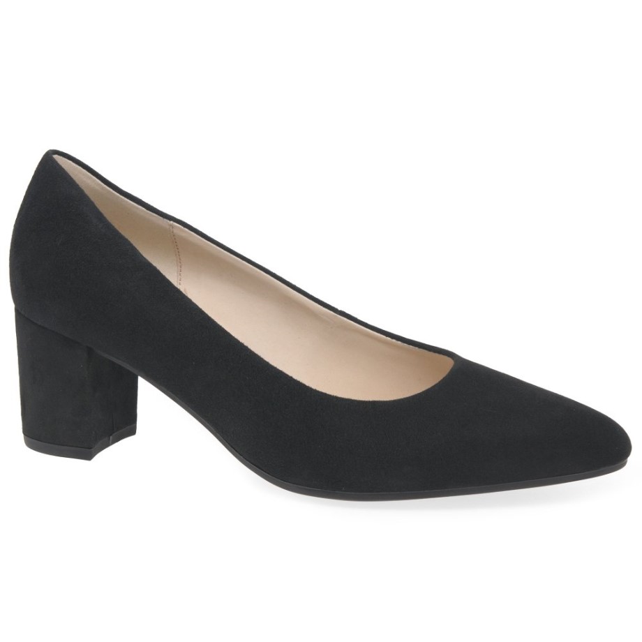 Black Suede Gabor Kayo Ladies Court Shoes