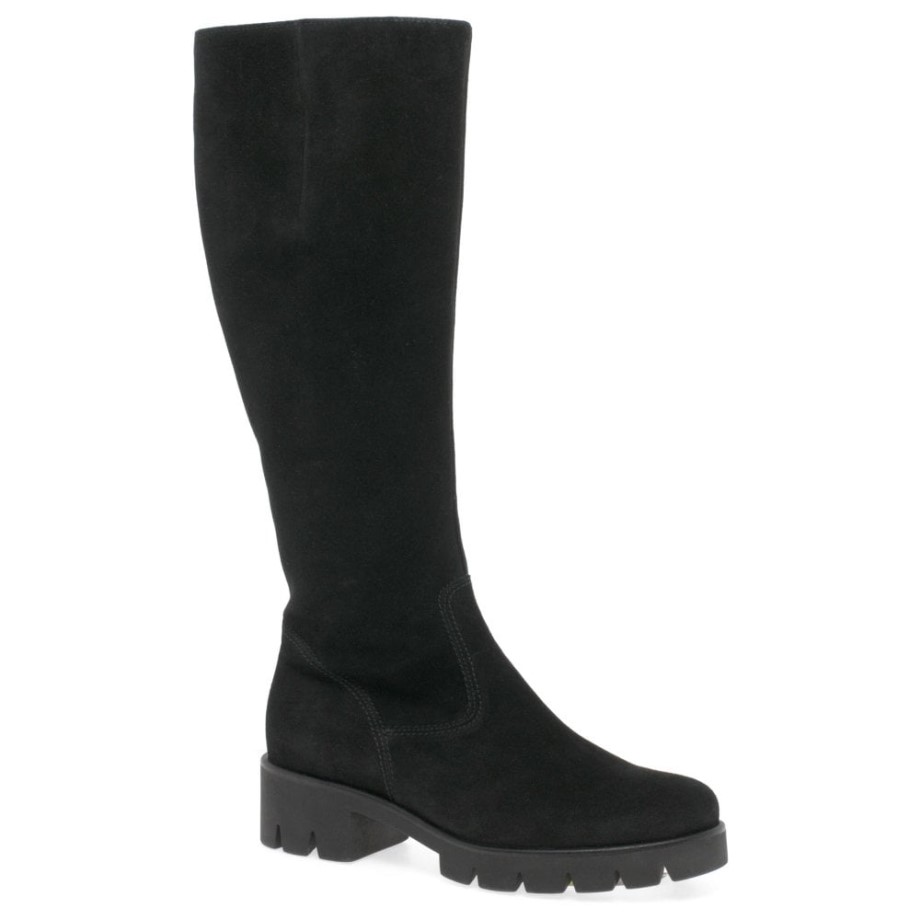 Bram( M) Womens Long Boots Black Nubuck Gabor