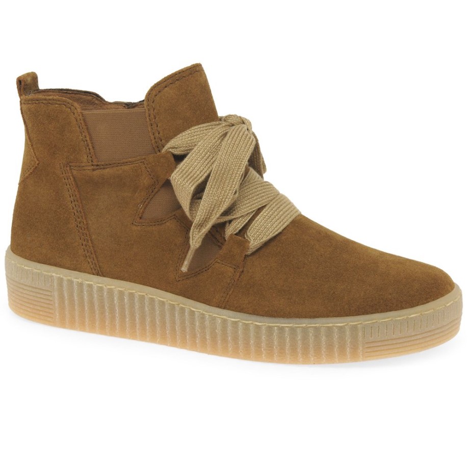 Cognac Suede Gabor Lance Womens Ankle Boots
