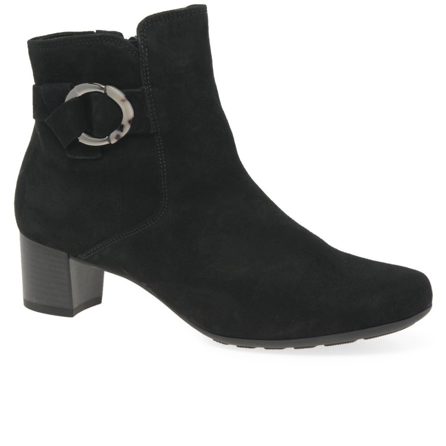 Gabor Black Suede Hemp Womens Ankle Boots