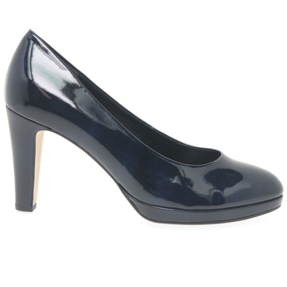 Marine Patent Gabor Splendid Womens High Heel Court Shoes